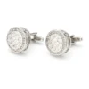 Luxury White Diamond Silver Round Cufflinks-4