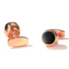 Men's Fashion Round Black onyx Rose Gold Cufflinks-3