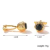 Men's Luxury Black Zirconia Round Engraved Cufflinks-gold-1