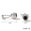 Men's Luxury Black Zirconia Round Engraved Cufflinks-silver-1