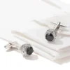 Men's Luxury Black Zirconia Round Engraved Cufflinks-silver-2