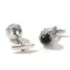 Men's Luxury Black Zirconia Round Engraved Cufflinks-silver-6