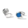 Men's Round Blue Eye Silver Cufflinks-1