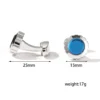 Men's Round Blue Eye Silver Cufflinks-2