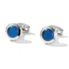 Men's Round Blue Eye Silver Cufflinks-3