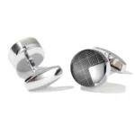 Men's Round Stripe Enamel Cufflinks-4