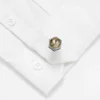 Men's vintage tawny crystal silver cufflinks-1