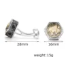 Men's vintage tawny crystal silver cufflinks-3