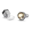 Men's vintage tawny crystal silver cufflinks-5