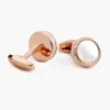 Natural Mother Of Pearl Inlaid Round Cufflinks Rose gold-2