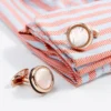 Natural Mother Of Pearl Inlaid Round Cufflinks Rose gold-4