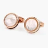 Natural Mother Of Pearl Inlaid Round Cufflinks Rose gold-7