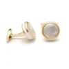 Natural Mother Of Pearl Inlaid Round Cufflinks gold-3