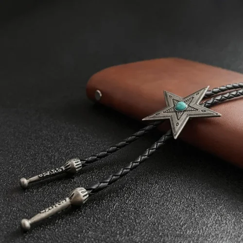 Pentagram Agate Bolo Tie-1