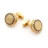 Round Blue Crystal Gold Cufflinks-4