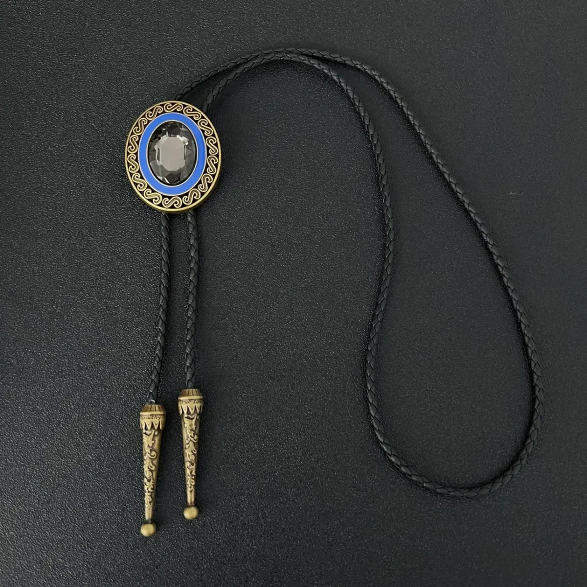 Round Carved Diamond Bolo Tie-2