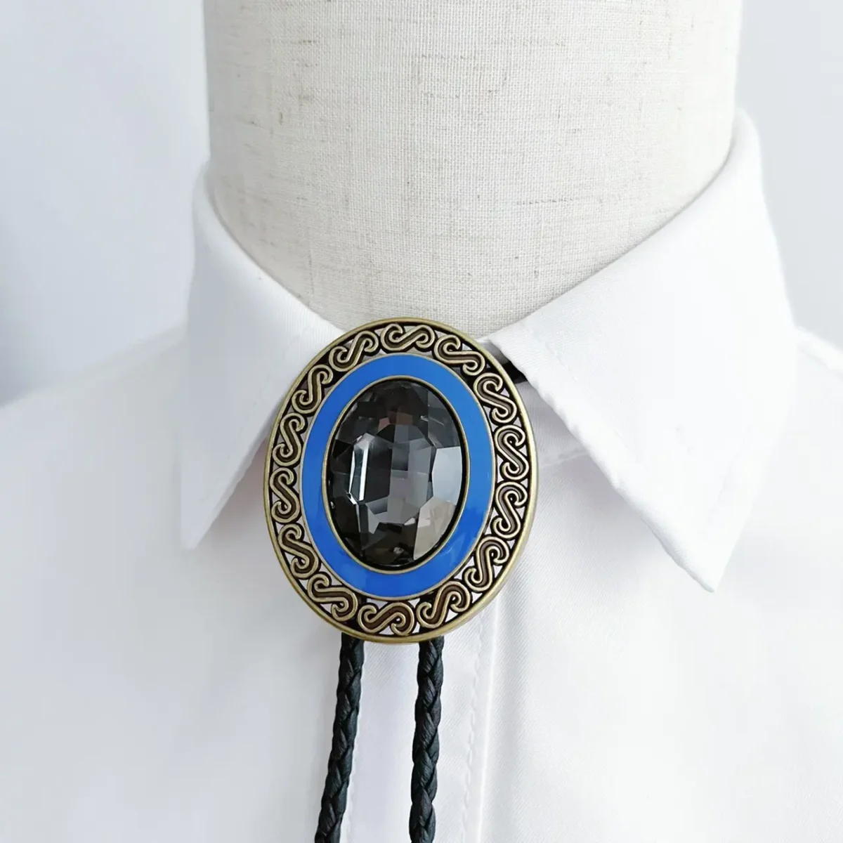 Round Carved Diamond Bolo Tie-3