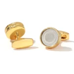 Round Carved Gold Cufflinks-2