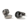 Round Cracked Faceted Onyx Cufflinks-gray-5