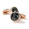 Round Cracked Faceted Onyx Cufflinks-rose gold-4