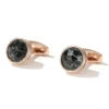 Round Cracked Faceted Onyx Cufflinks-rose gold-5