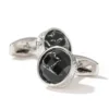 Round Cracked Faceted Onyx Cufflinks-silver-3