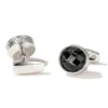 Round Cracked Faceted Onyx Cufflinks-silver-5