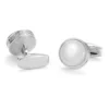 Round White Mother Of Pearl Silver Cufflinks