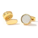 Simple Dot Textured Round Gold Cufflinks-4