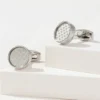 Simple Dot Textured Round Silver Cufflinks