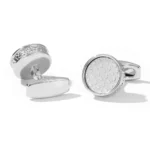 Simple Dot Textured Round Silver Cufflinks-2