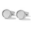 Simple Dot Textured Round Silver Cufflinks-4