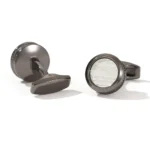 Simple Round Striped Gray Cufflinks5