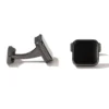 Simple Square Blue Agate Cufflinks Black-15