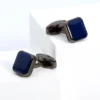 Simple Square Blue Agate Cufflinks Gray-1