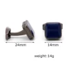 Simple Square Blue Agate Cufflinks Gray-2