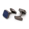 Simple Square Blue Agate Cufflinks Gray-7