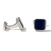 Simple Square Blue Agate Cufflinks Silver-5