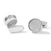 Simple wave pattern round silver cufflinks-2