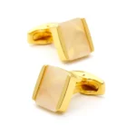 Square White Mother of Pearl Cufflinks gold-1