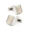 Square White Mother of Pearl Cufflinks silver-1